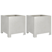 2 pz Fioriere | Cassetta per fiori | Vaso da Giardino 30x30x30 cm in Acciaio Inossidabile