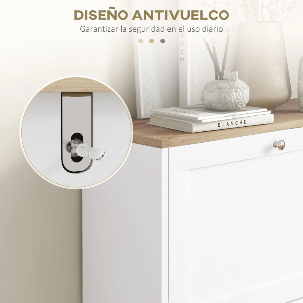 Scarpiera con 2 Ante e Ripiani Ajustables ¨C zephmum ¨C 60x23.5x80 cm Bianco