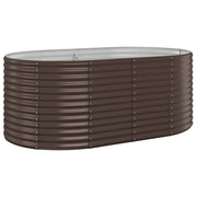 Aiuola ovale rialzata per ampi spazi esterni 175 x 100 x 68 cm acciaio verniciato a polvere marrone 02_0046589