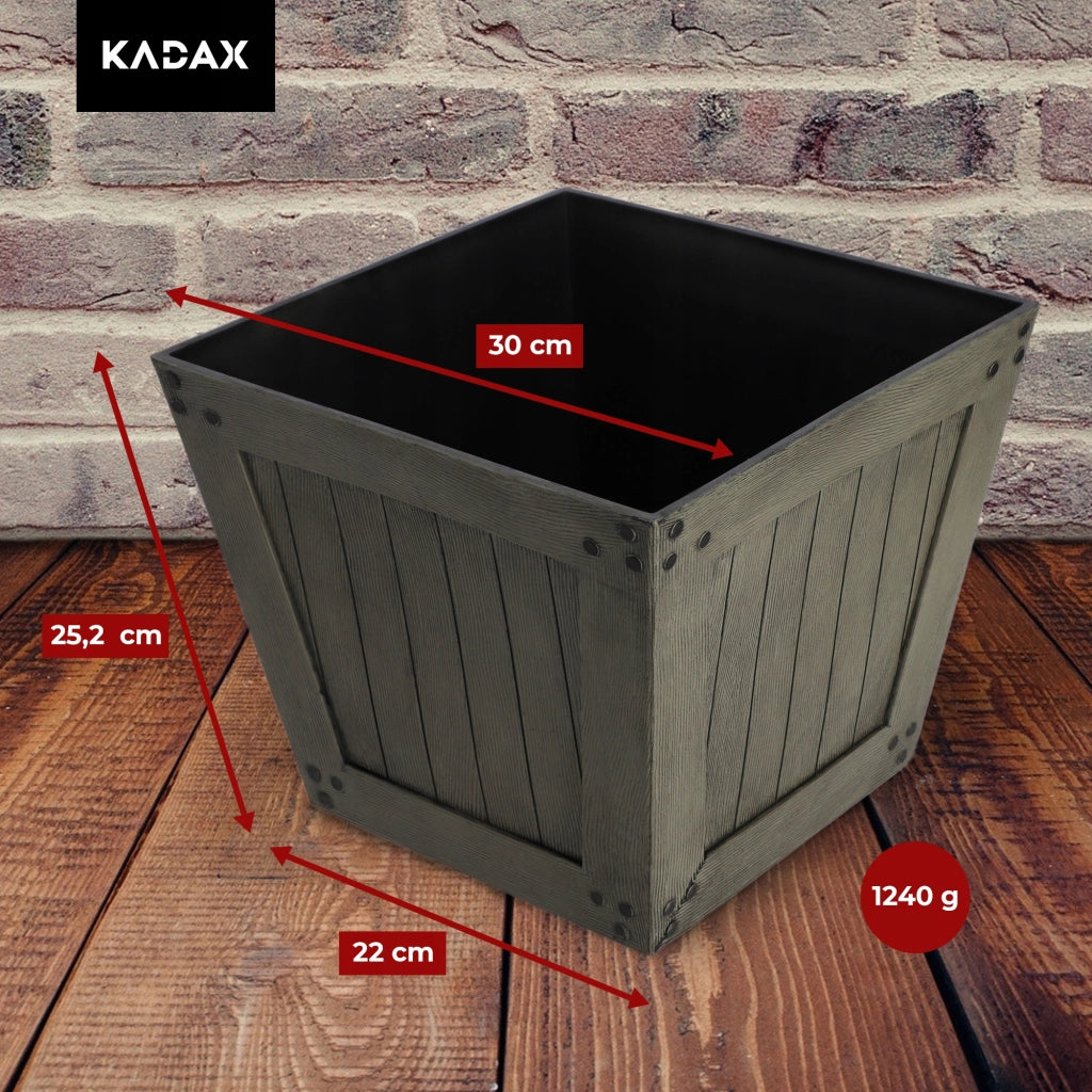 Vaso da fiori KADAX, quadrato, 30 cm, per balcone o terrazzo, grigio.