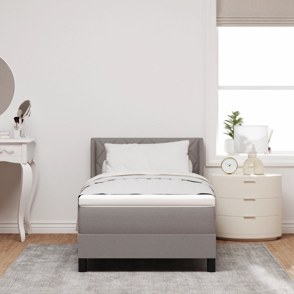 Letto con box spring  e materasso tortora 100x200 cm in tessuto