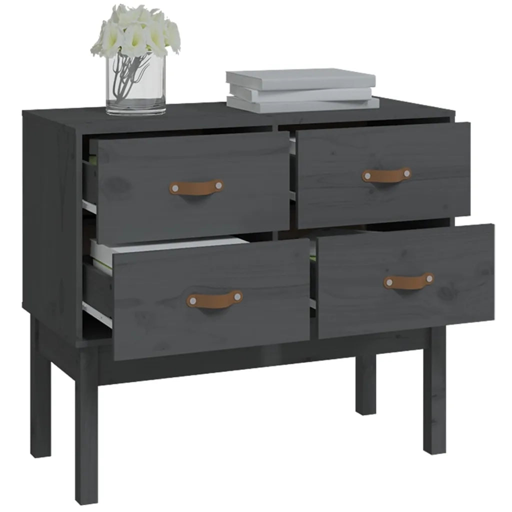 Mobile Consolle Grigia 90x40x78 cm in Legno Massello di Pino 821741