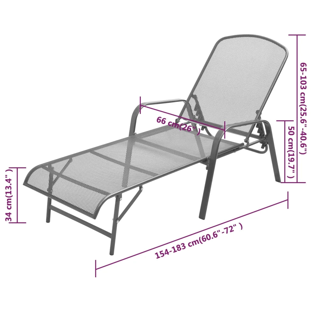 Lettino Prendisole in Acciaio Antracite 42725