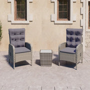 Set da Bistrot da Giardino 3 pz in Polyrattan e Vetro Grigio 3058534