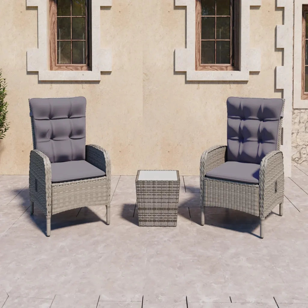 Set da Bistrot da Giardino 3 pz in Polyrattan e Vetro Grigio 3058534