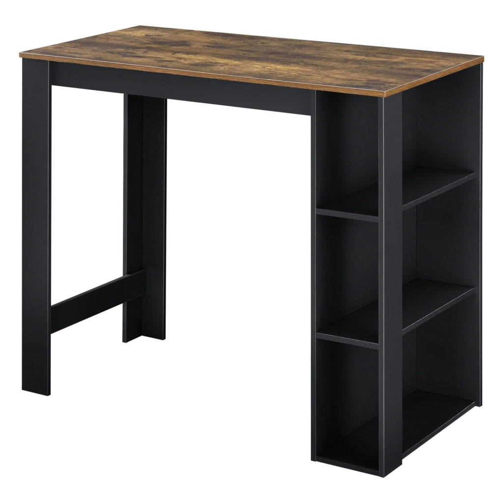 Tavolo da bar di design con superfici di appoggio tavolo da bistrot con 3 ripiani truciolato 110 x 50 x 103 cm nero rovere scuro 03_0006208