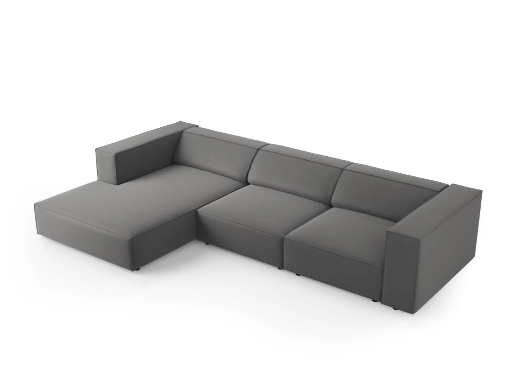 Cosmopolitan Design - Divano angolare sinistro "Arendal" 4 posti in velluto cemento 