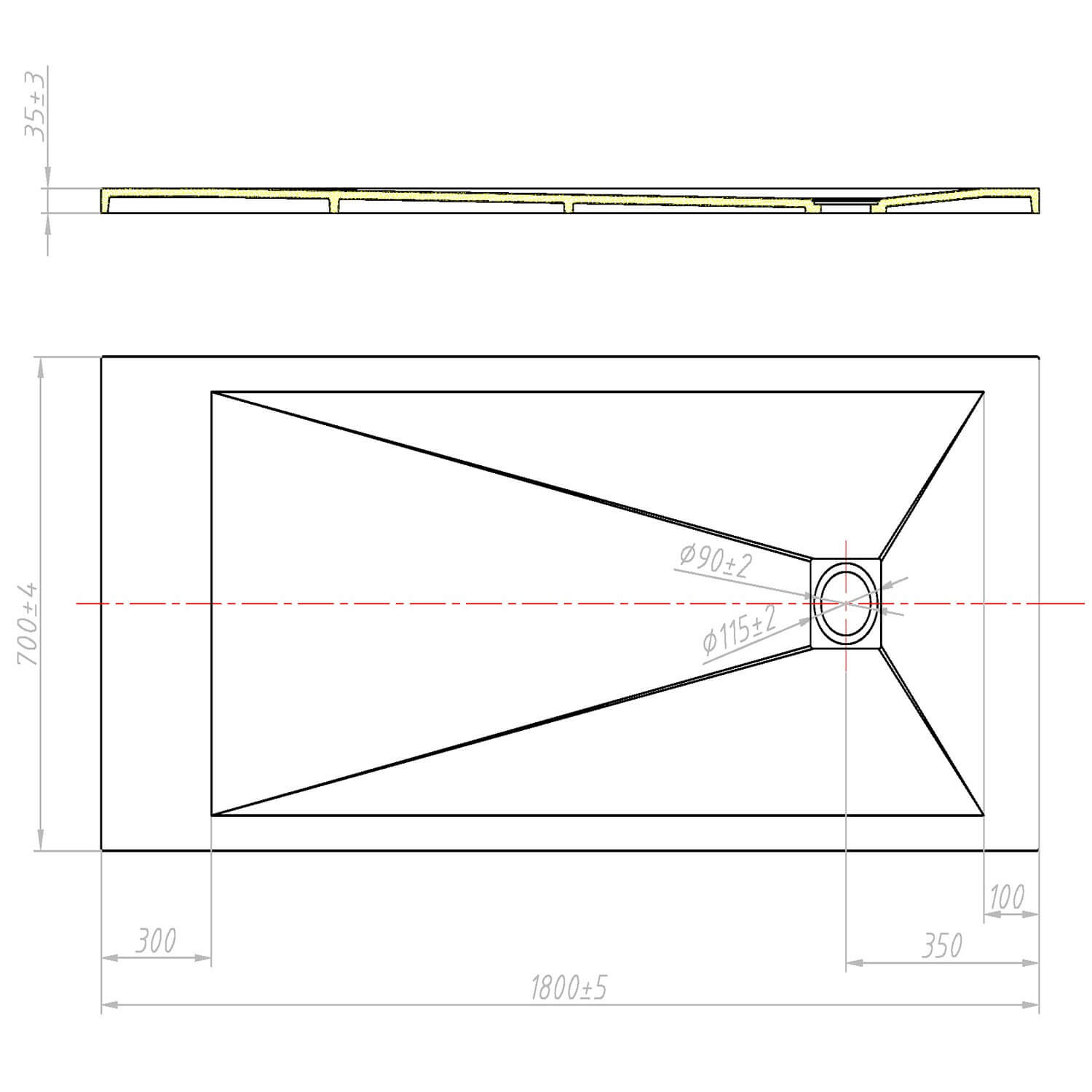 Piatto Doccia 80x100 cm in Pietra Fosterberg Silene Bianco