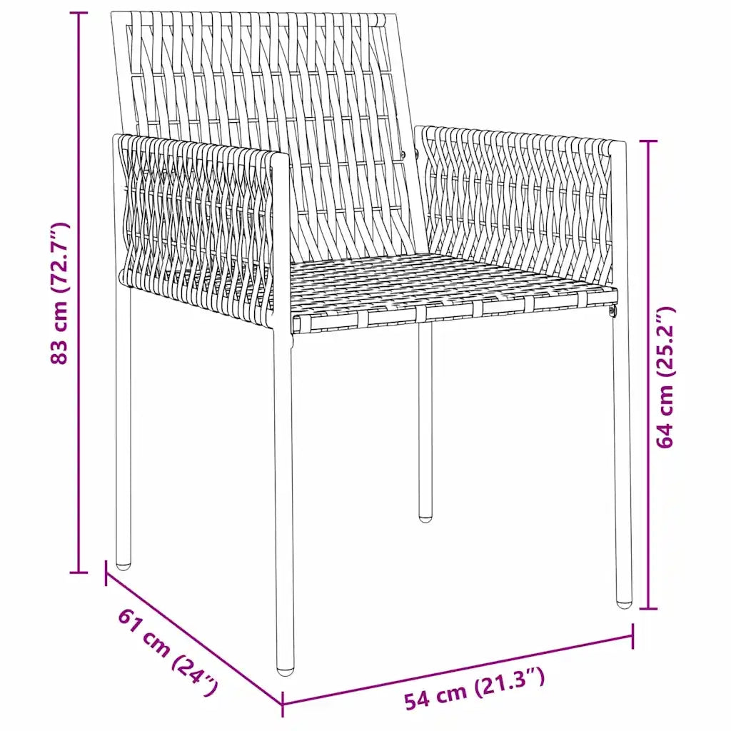 Set da Pranzo per Giardino 5 pcs Nero e Grigio Rattan in PE 3379101