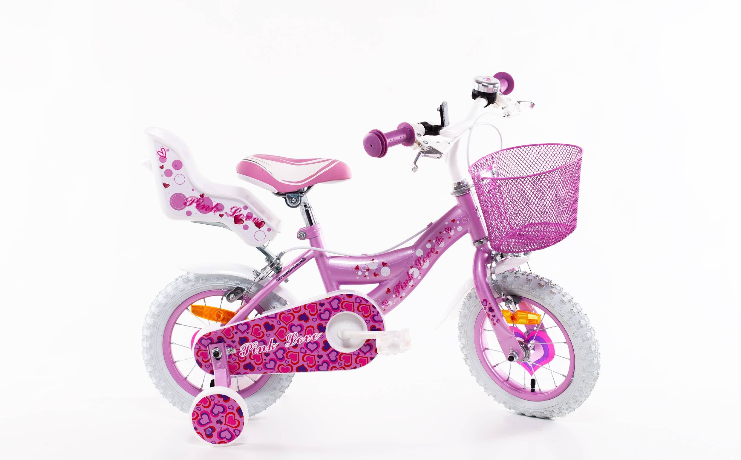 SCH PINK LOVE 12", bicicletta per bambini, adatta a bambini tra i 3 e i 5 anni, per altezza tra 85 e 105 cm, cestino, ca