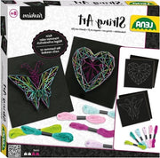 Pacchetto di creazione String Art con farfalla e cuore, completo set - modelli di filo - piastrelle di base - spille per capelli - 6 colori di filato - per bambini a partire dagli 8 anni