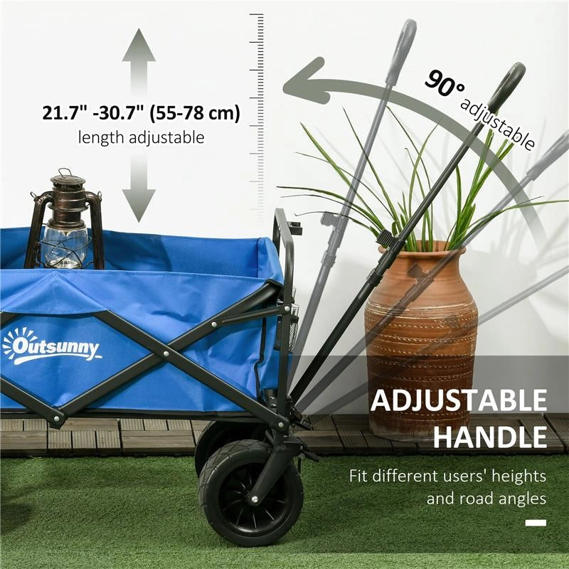 CARRELLO DA GIARDINO 110L CON MANIGLIA TELESCOPICA E BORSA TERMICA DA 15L IN ACCIAIO E TESSUTO, BLU