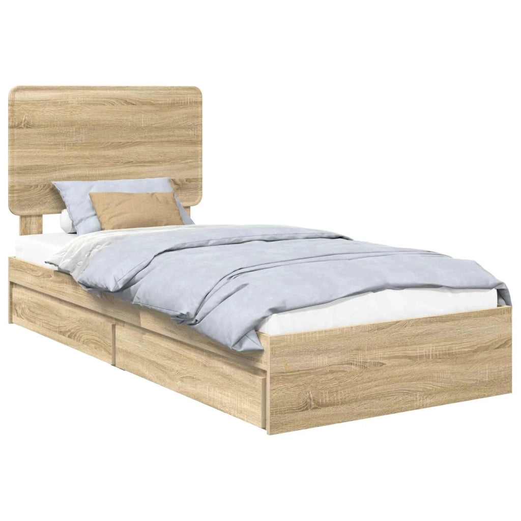 Letto con Contenitore con testiera Rovere Sonoma 75 x 190 cm