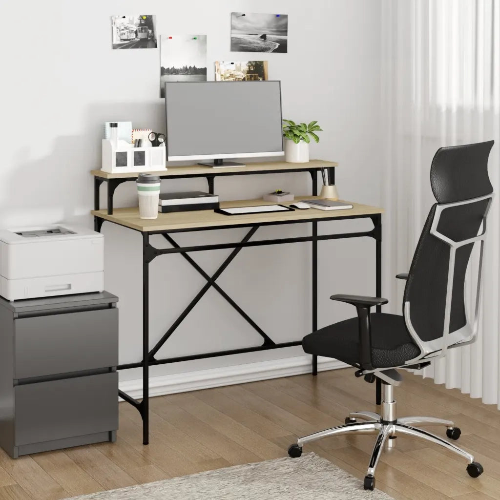 Scrivania Rovere Sonoma 100x50x90 cm Legno Multistrato e Ferrocod mxl 105540