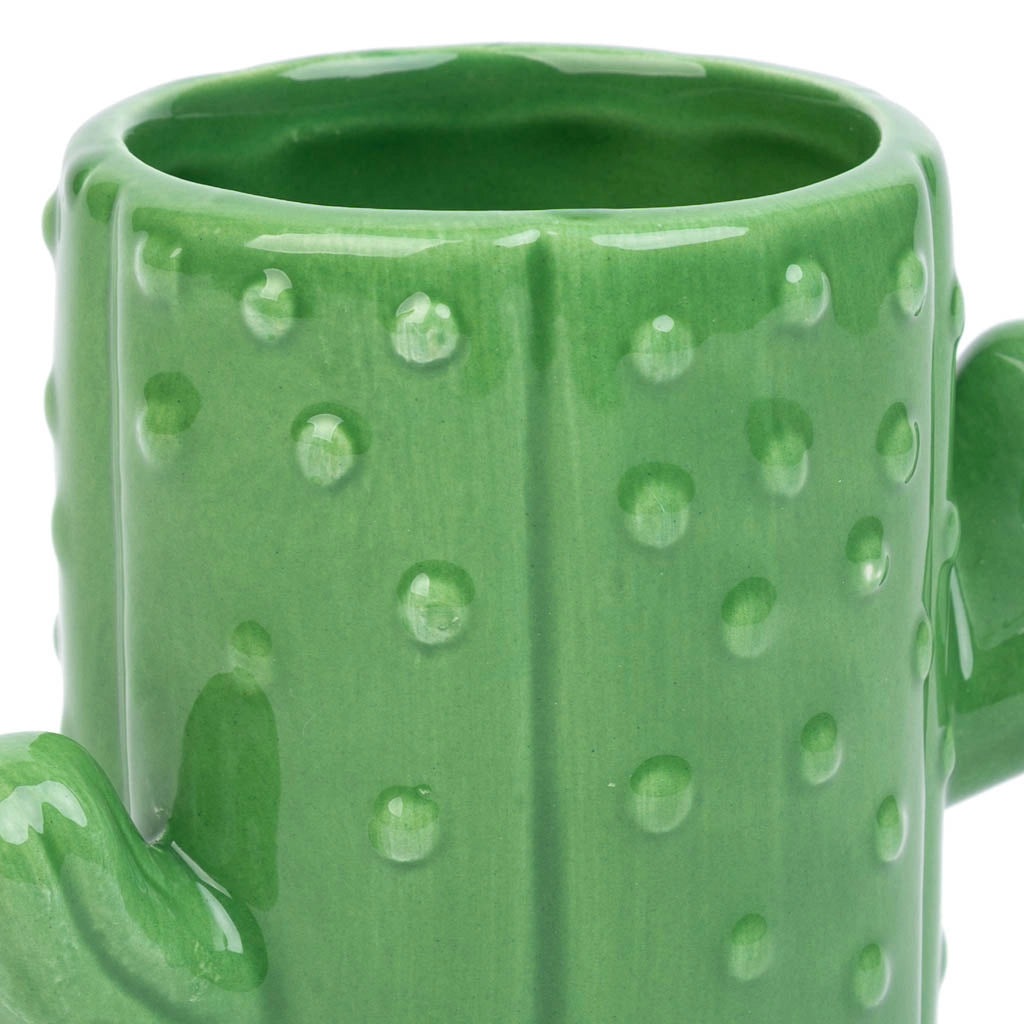 Portapenne cactus in ceramica verde 13,5x7,8x11h