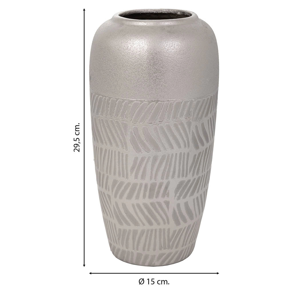 Vaso in ceramica argento 15x15x29,5h
