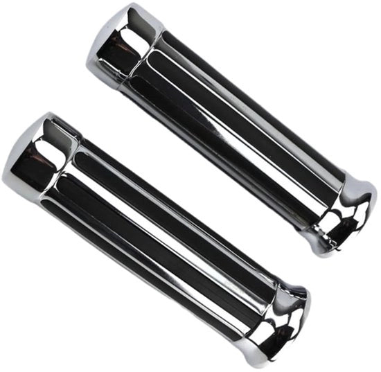 Manubri per motocicletta in lega di alluminio/rubber - Diametro interno 25 mm/30 mm - Nero/acciaio cromato - Compatibili con manubri a gomito regolabili - Manubri per motocicletta