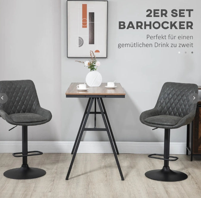 Set di 2 sgabelli da bar regolabili grigio scuro con schienale