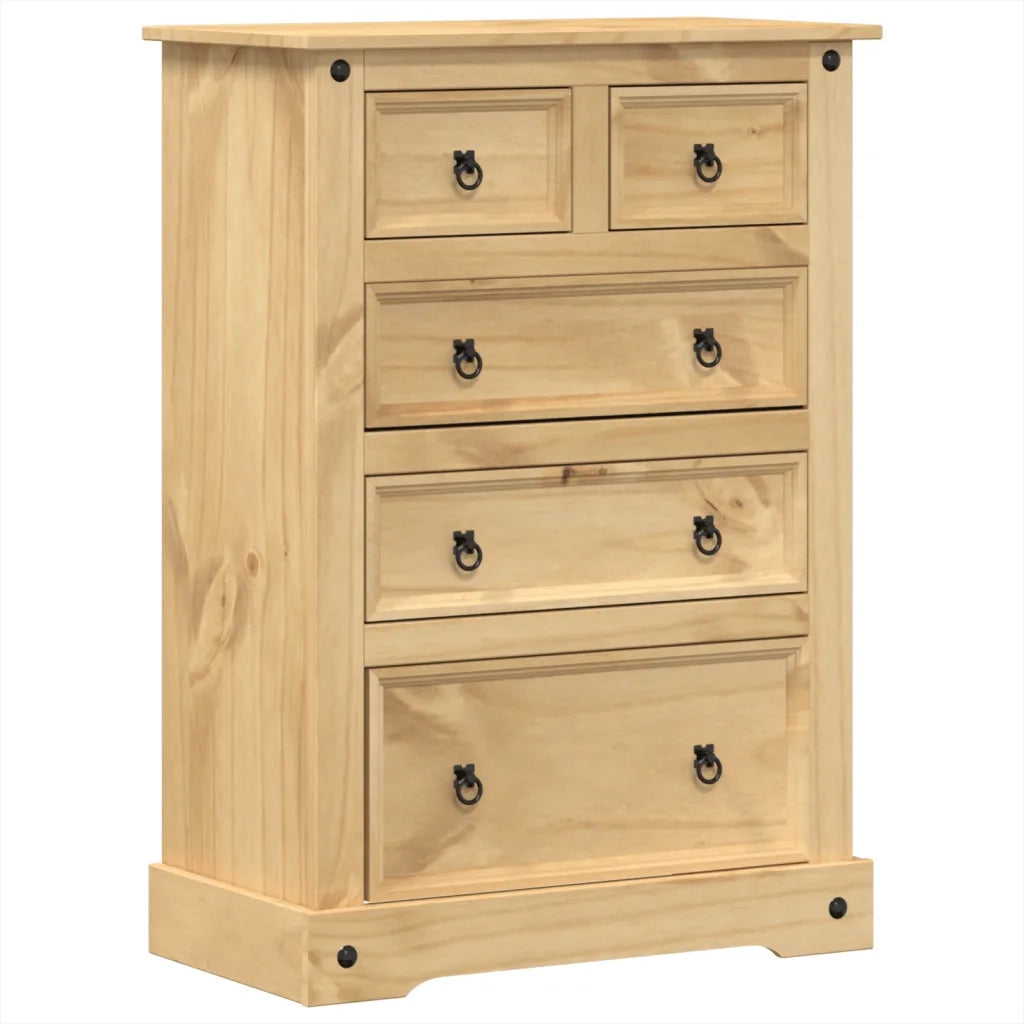 Cassettiera Corona 80x43x114 cm in Legno Massello di Pino 4005671