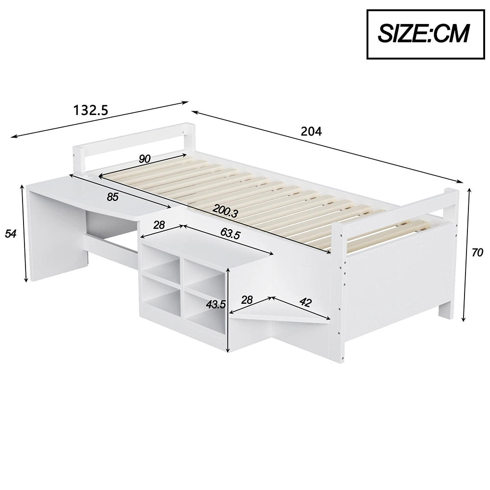 Letto bambino 90x200cm?- Xylo - legno scrivania bianco