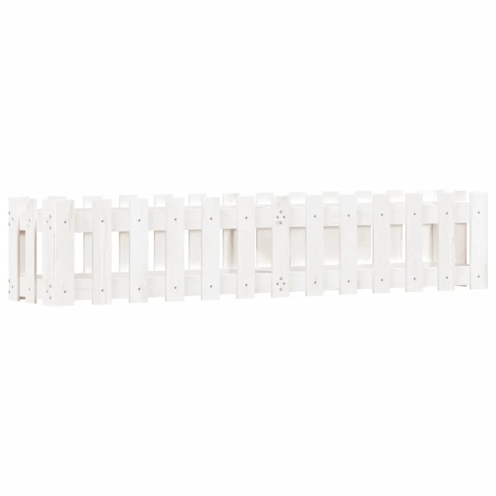Fioriera Giardino a Recinzione Bianca 150x30x30cm Massello Pinocod mxl 107619