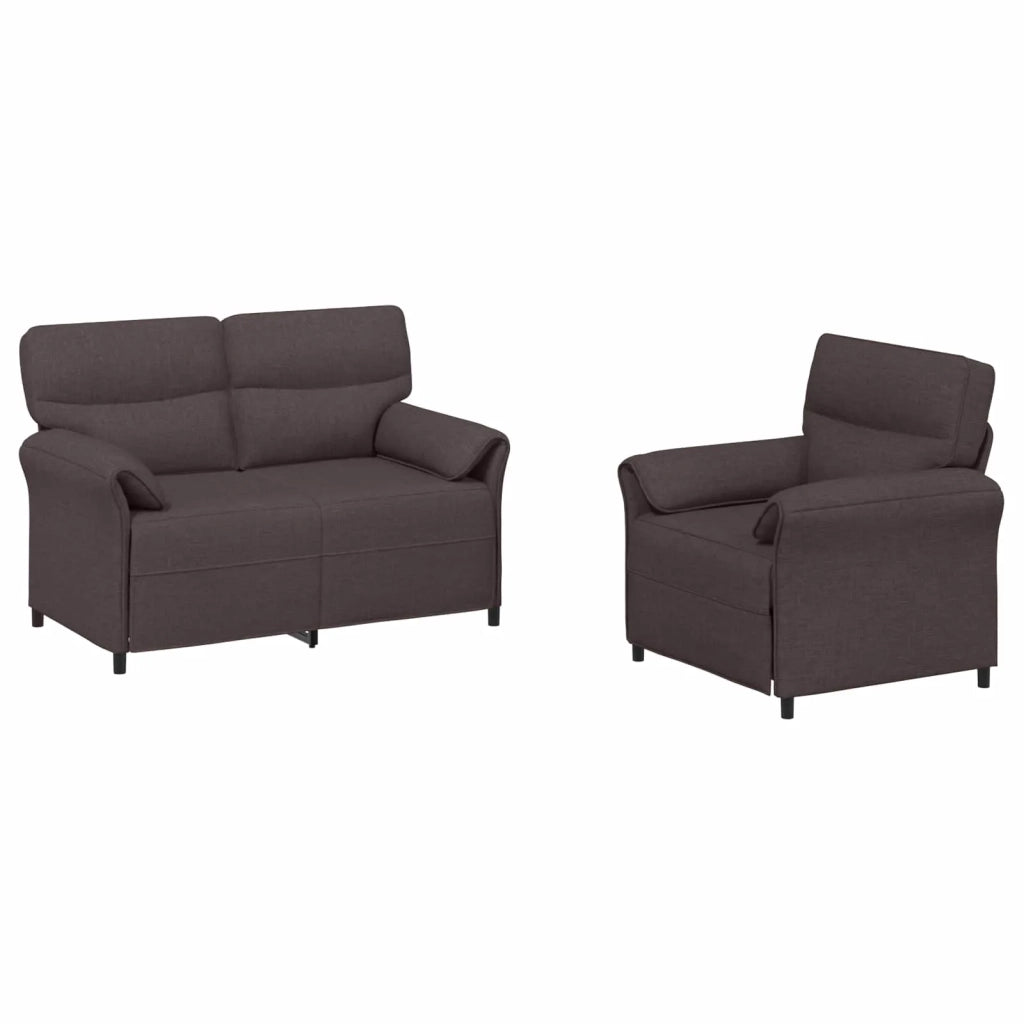 Set di divani 2 pz Marrone Scuro Tessuto 3424847