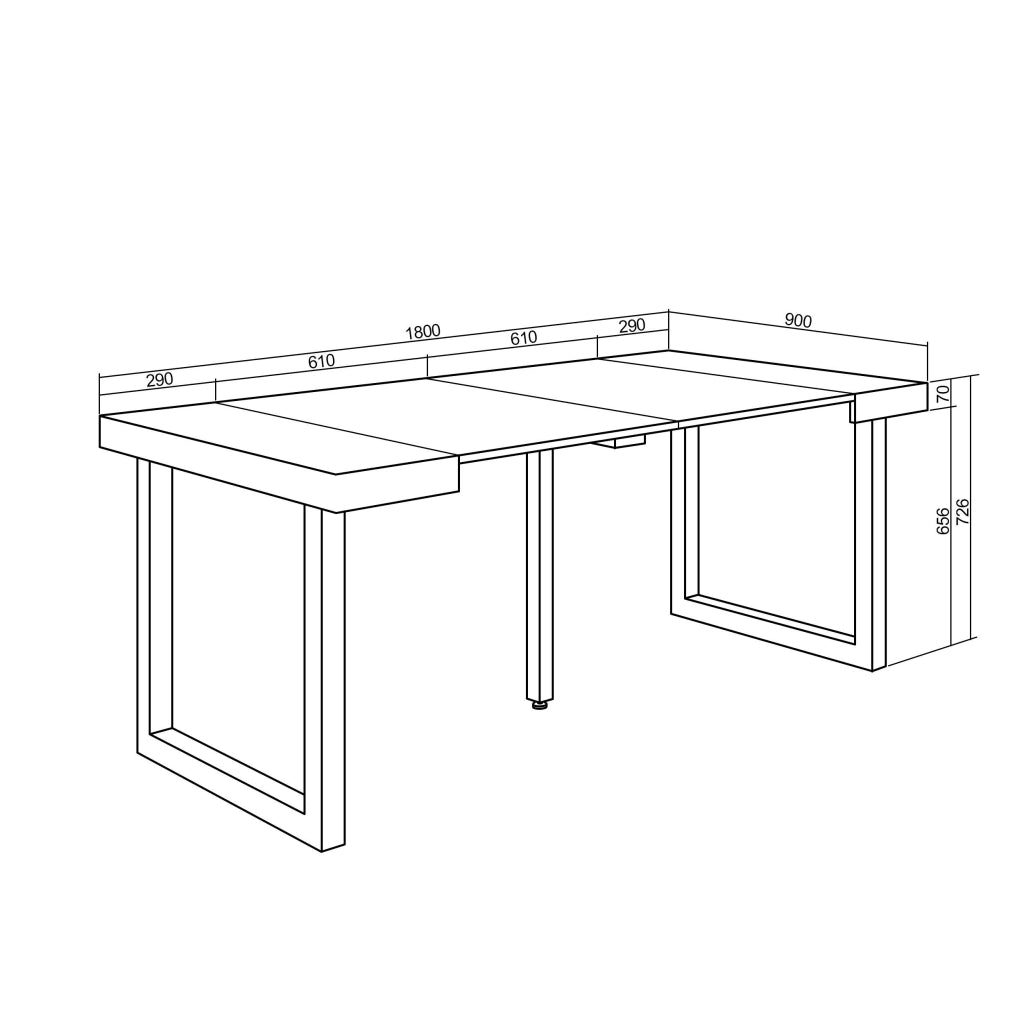 Consolle allungabile, 58 fino 180x90x73cm, Per 8 persone, Gambe in legno, Bianco e nero RF2778