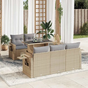 vidaXL Set Divano da Giardino 6 pz con Cuscini Beige in Polyrattan