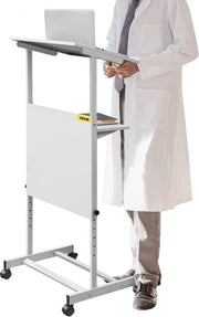 Pulito per Scuola Stand Up Podio 58,4x40x135 cm Podio Elevabile 103-135 cm Altezza Regolabile Stand per Lettura con 360° Ruote Rotanti e Cassetto di Ripostaggio per la Classe Aula e Soggiorno