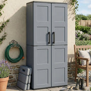 Mobile da Giardino Akina, Armadio da Esterno 3 Ripiani Made in Italy, 37x68x163h cm Grigio