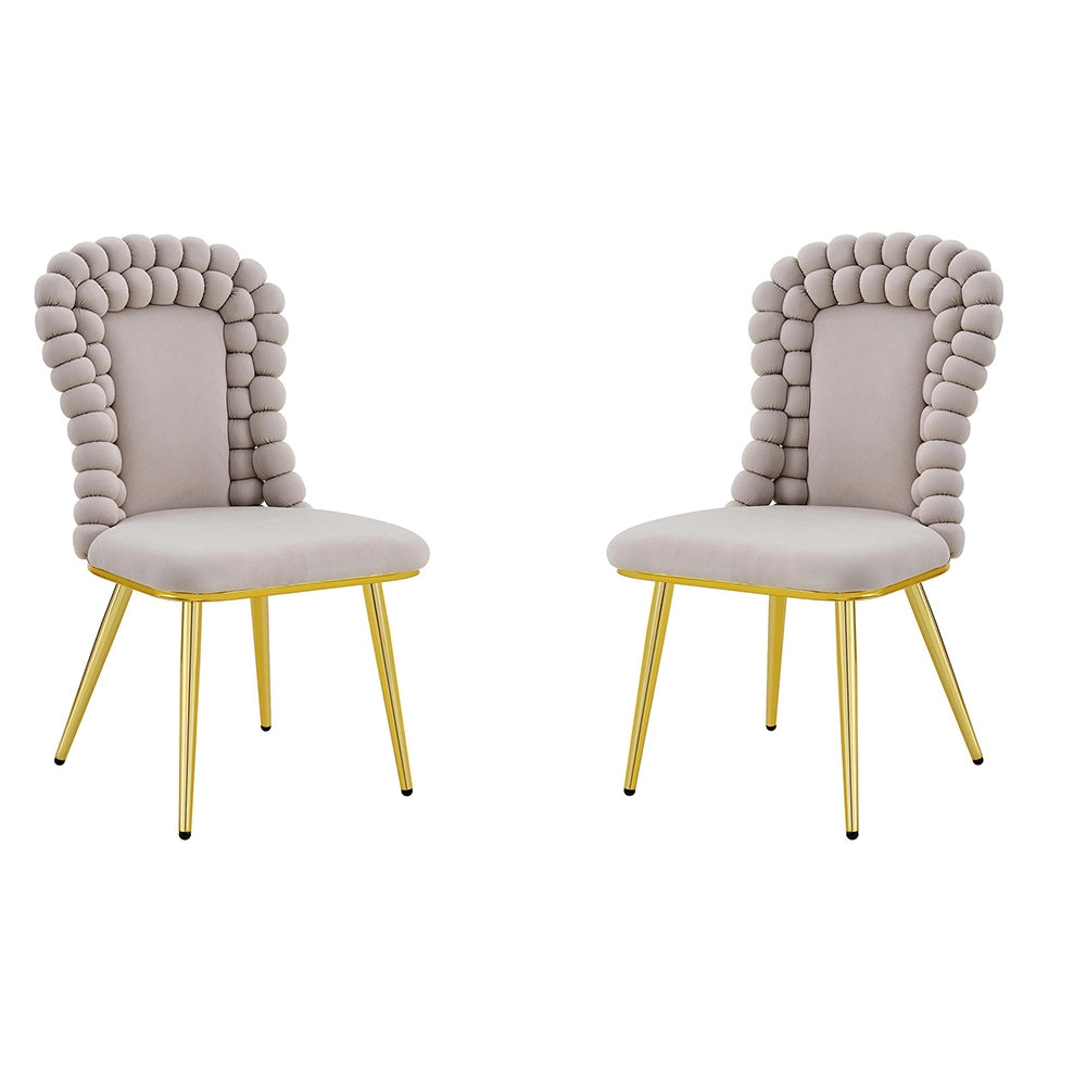 Set 2 sedie da pranzo - Xylo - velluto beige gambe dorate