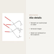 Strumento per ceramisti - Manico a due pezzi - Materiale: acciaio inossidabile - Dimensioni: 10,5 cm - 32,5 cm