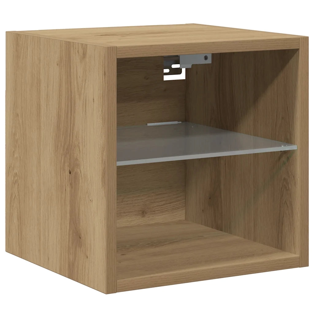 Mobili TV a Parete con Luci LED 2 pz Rovere Artigianale 857675