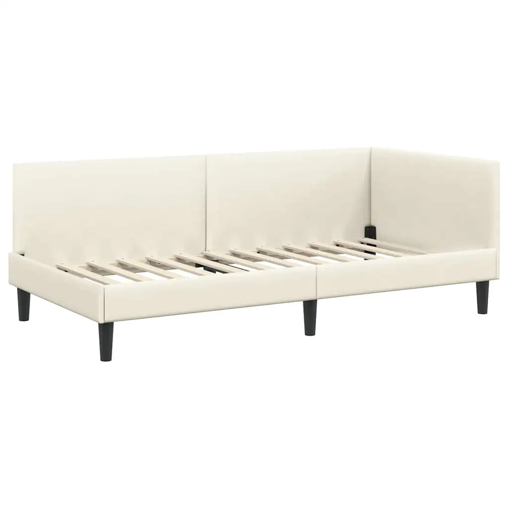 Cornice del letto ad angolo Crema 100 cm x 200 cm Velluto