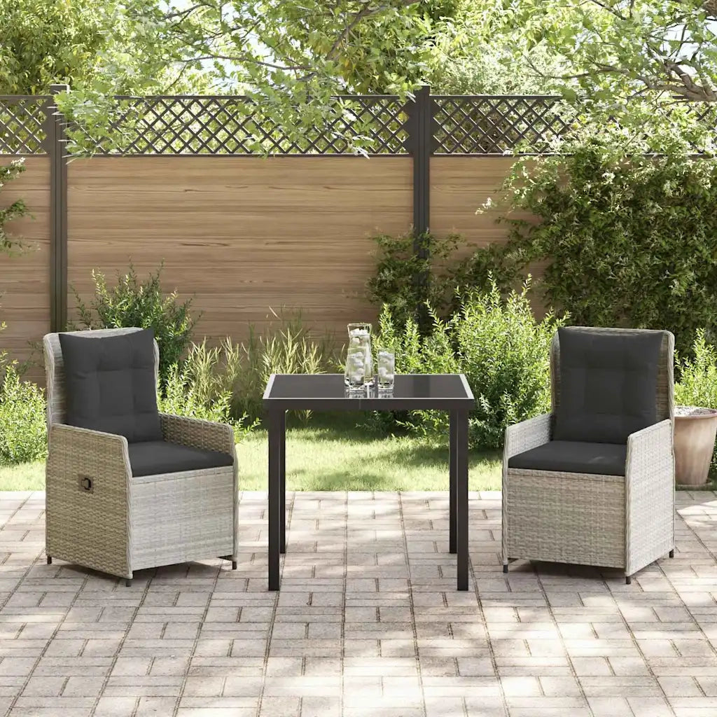 Set da Pranzo per Giardino 3 pcs Grigio chiaro polyrattan 3380974