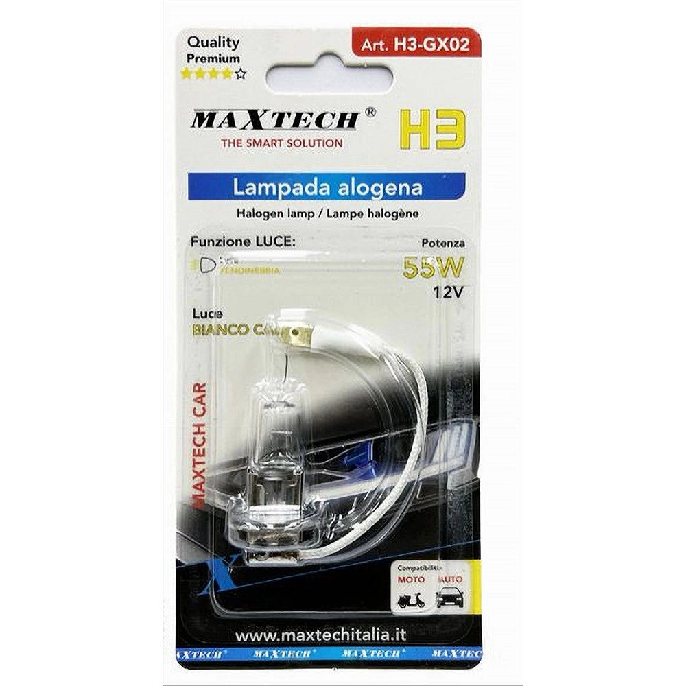 Trade Shop - Lampadina Alogena H3 55w 12v Luce Bianco Caldo Fendinebbia Per Auto Moto H3-gx02 -