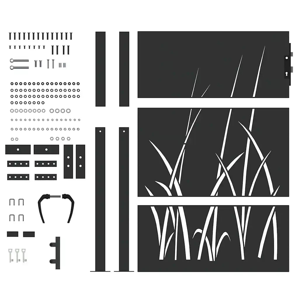 vidaXL Cancello da giardino con blocco Nero 105 x 150 cm