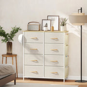 CASSETTIERA con 8 cassetti in tessuto 86x30x94,5 cm Beige in acciaio