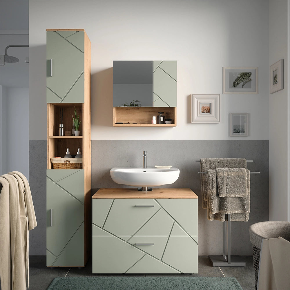 Vicco Set di mobili da bagno Verde salvia 3 parti