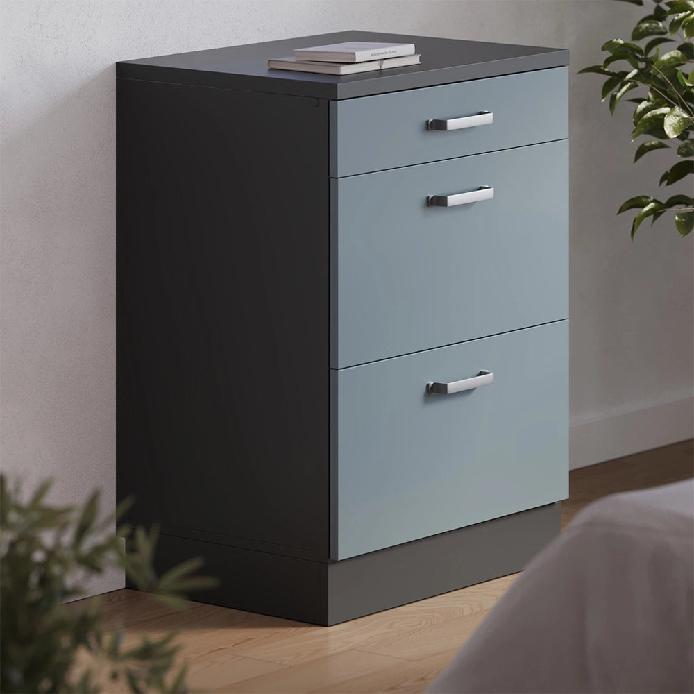 Mobile per mansarda Rion Grigio-blu/Antracite 60 x 83.8 cm senza inclinazione con 3 cassetti Vicco