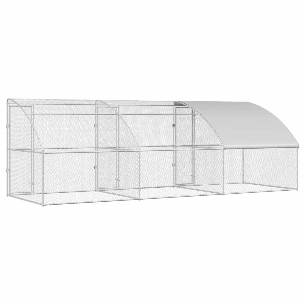 Gabbia per polli 3 pcs Argento 600 x 200 x 200 cm Acciaio e PE