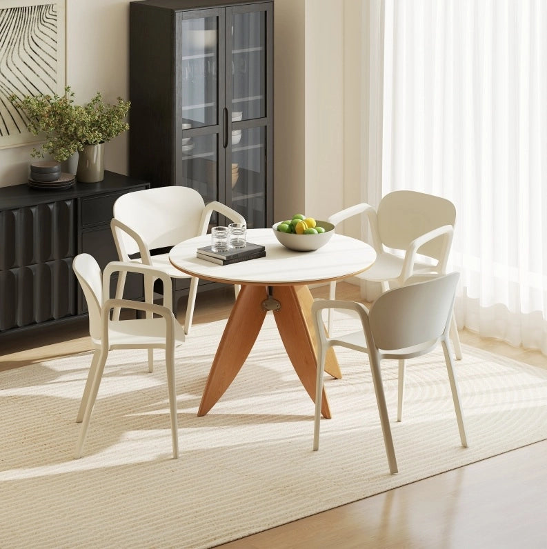 Set di 4 sedie da giardino impilabili con braccioli; 60x56x75 cm; plastica bianca