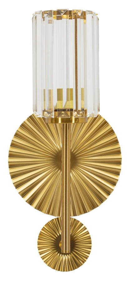 Lampada da Muro Tirana 20x17x47 cm in Ferro e Vetro Oro e Trasparente
