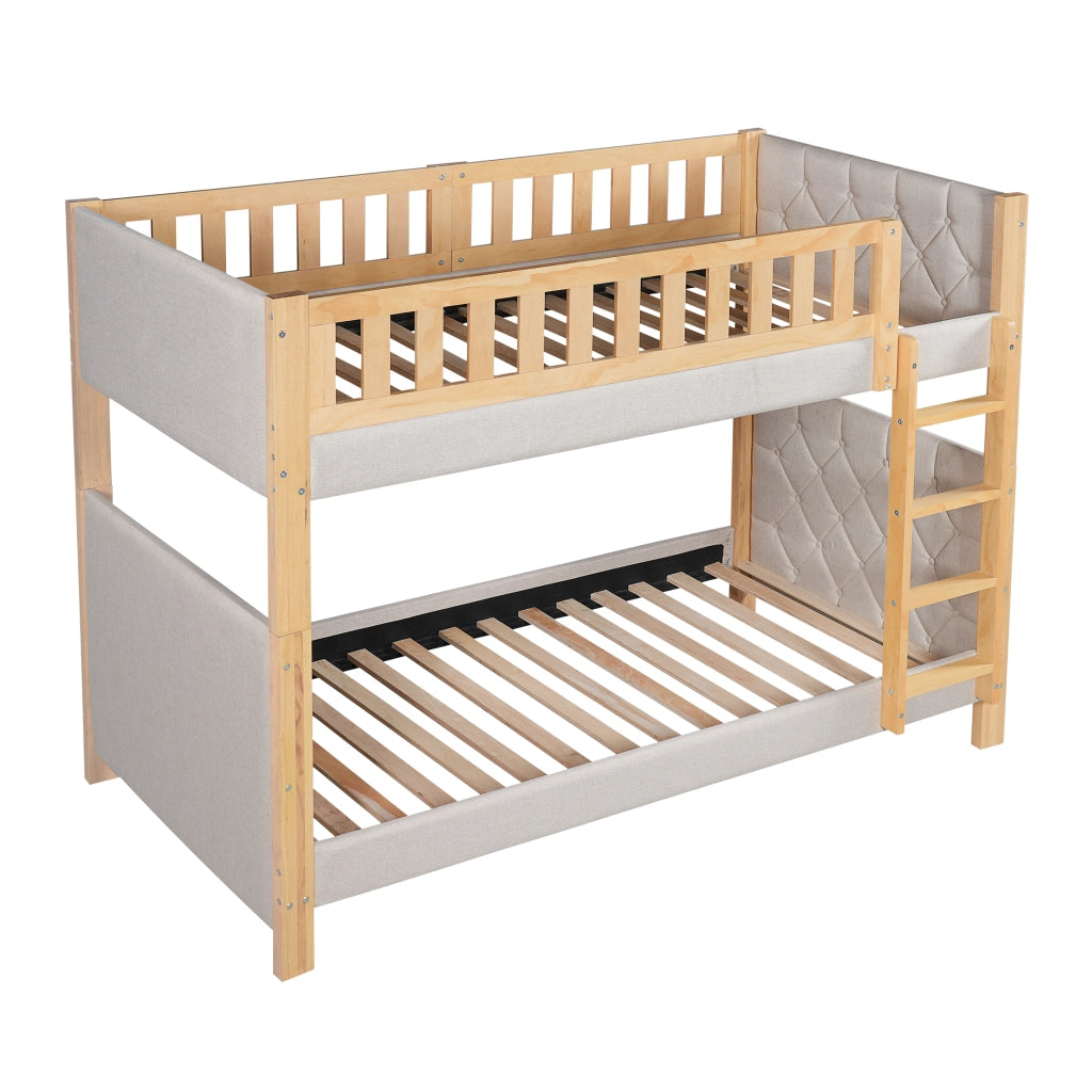 Letto a Castello per Bambini ¨C MINIMAL ¨C Legno, Grigio/Naturale, 90x200