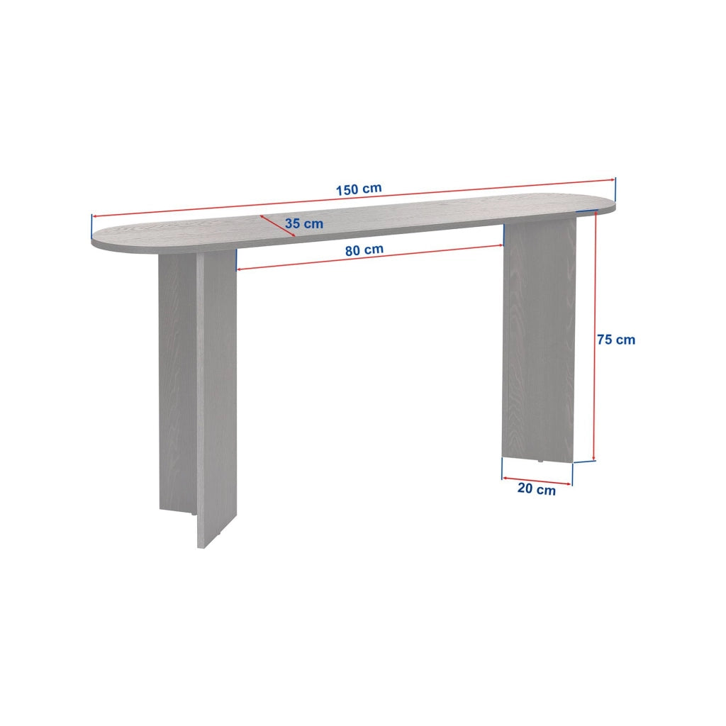Cercino, Consolle un Ripiano, 150x35x75h cm Bianco