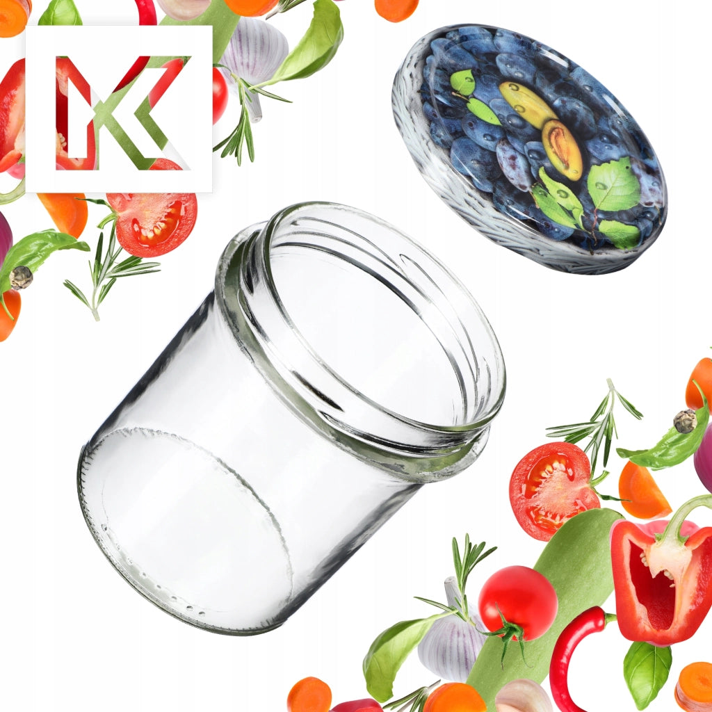 Barattoli di vetro KADAX Avila 350ml 50pz 82mm + coperchi "Prugna"