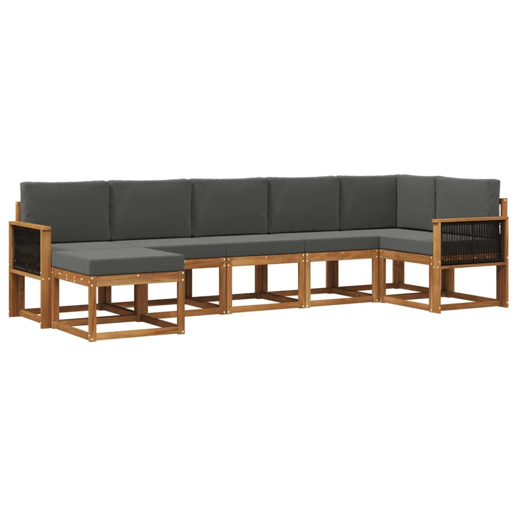 Set di divani da esterno 7 pcs Naturale e Antracite Poliestere