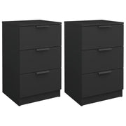 Set di 2 Comodini | Armadio da Notte | Mobiletto da notte Neri 40x36x65 cm