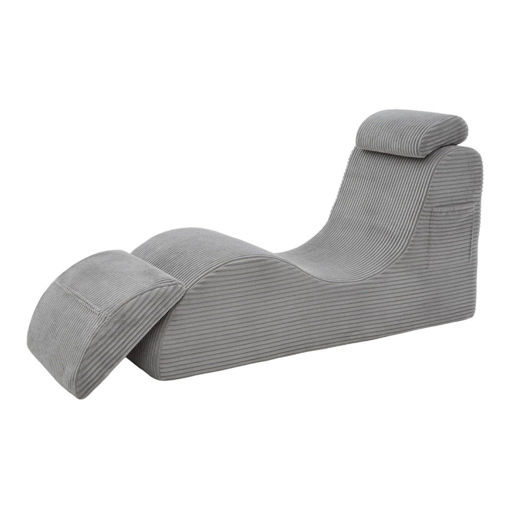 Poltrona relax ergonomica in velluto a coste grigio chiaro