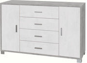 Mobile Madia 4 Cassetti e 2 Ante H86 L136 P41 Cm Struttura colore Cemento frontali Bianco Ossido 775k Sarmog